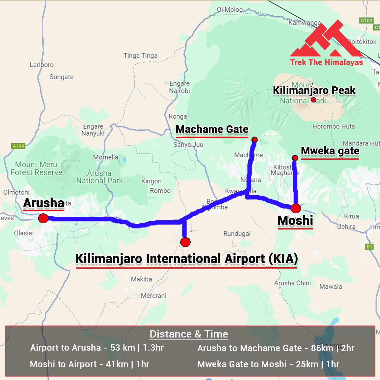 How to Reach Mount Kilimanjaro Trek Map